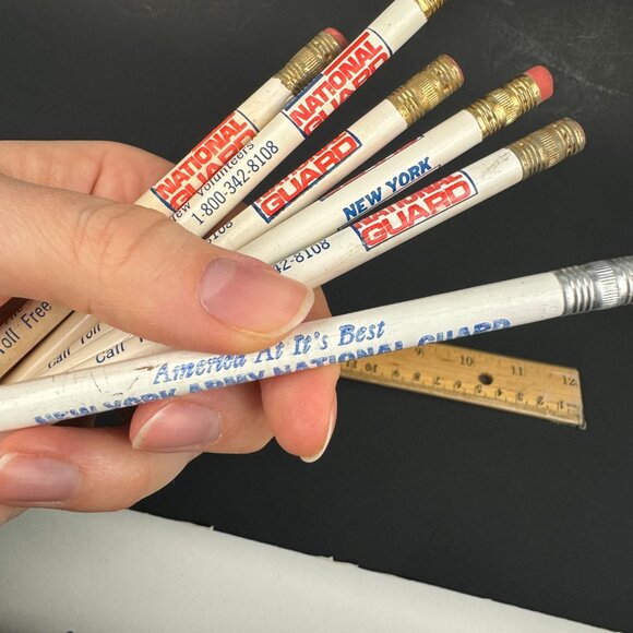 6 Vtg New York NY Army National Guard Wooden Pencils Sharpened Used Prop READ - Picture 6 of 9